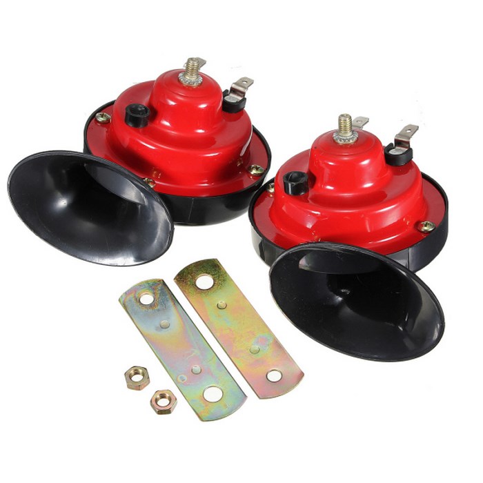 Kit Par de Buzinas Caracol Automotivas 12V Esportivas Vermelha e Preta com Kit de Instalação e Suportes - Image 3