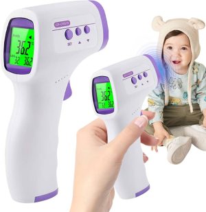 Termômetro Digital Infravermelho de Testa Sem Contato (LDF-CWQ-1X) com Visor LCD Colorido e Alarme de Febre – Para Bebês, Crianças e Adultos