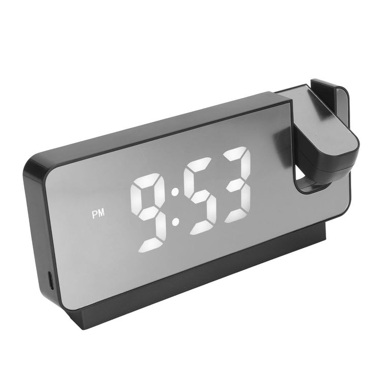 Relógio Despertador Digital com Projetor LED de Teto e Parede, Tela Espelhada, Alarme Duplo e Carregador USB – Relógio de Mesa Multifuncional - Image 4