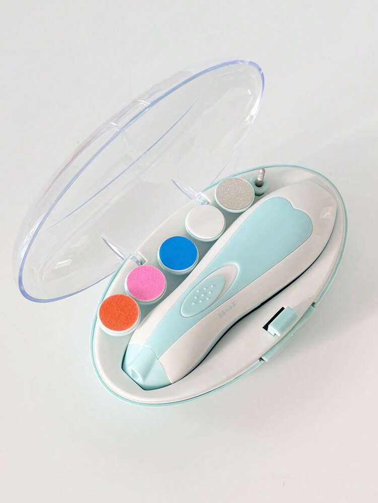 Lixa de Unha Elétrica para Bebês e Adultos com Luz LED Integrada e 6 Cabeças Intercambiáveis – Cortador de Unhas Infantil Seguro e Silencioso - Image 3
