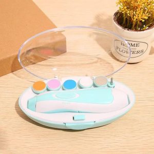 Lixa de Unha Elétrica para Bebês e Adultos com Luz LED Integrada e 6 Cabeças Intercambiáveis – Cortador de Unhas Infantil Seguro e Silencioso
