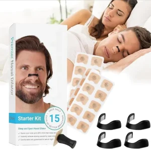 Dilatador Nasal Magnético Anti-Ronco Kit Inicial (Nasal Dilator Starter Kit) com Clip Magnético e 30 Adesivos Refil – Melhora a Respiração Esportiva e o Sono