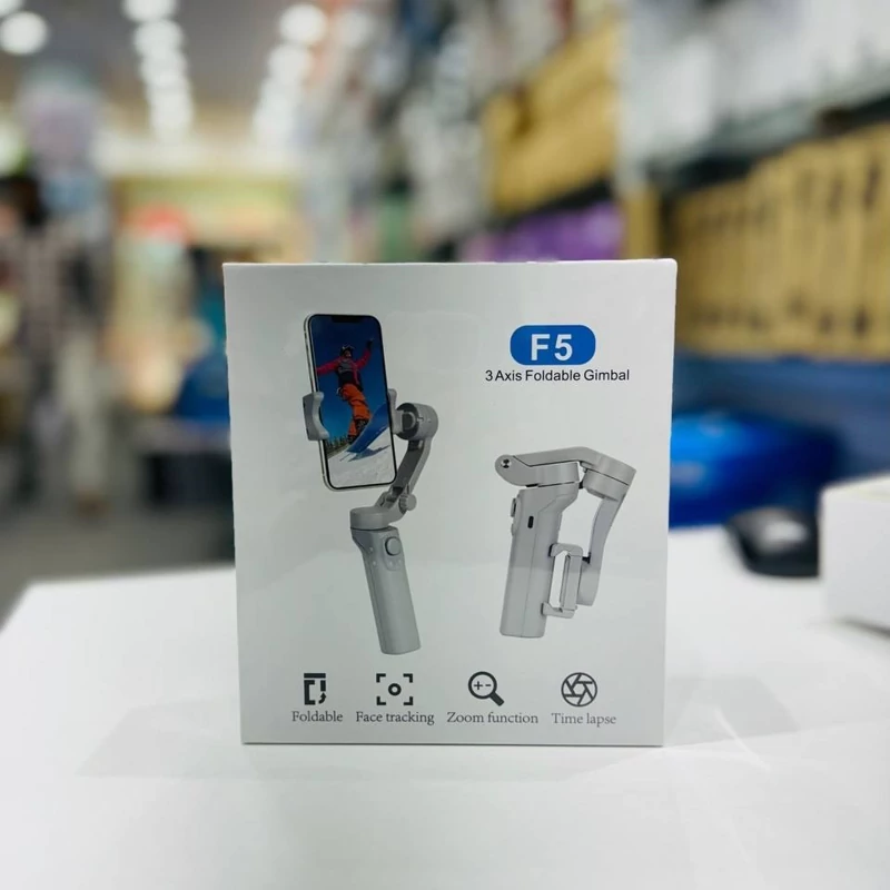 Gimbal Estabilizador de Imagem Portátil de 3 Eixos para Smartphone com Tripé Dobrável, Conexão Bluetooth e Joystick de Controle – Cor Cinza - Image 2